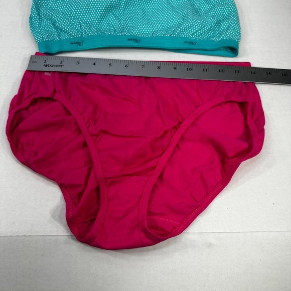 Lot Of 2 Hanes Women's Sz XL 8 Panty Brief Hi Cut 1 Pink 1 Green Polka Dot NWOT - Picture 7 of 9